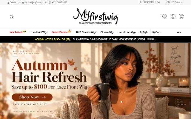 Vitrine de Affordable lace wigs & hair extensions for beginners