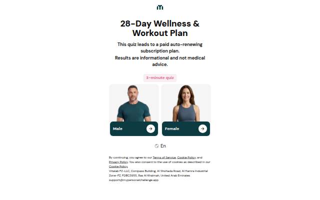 My Personal Challenge storefront