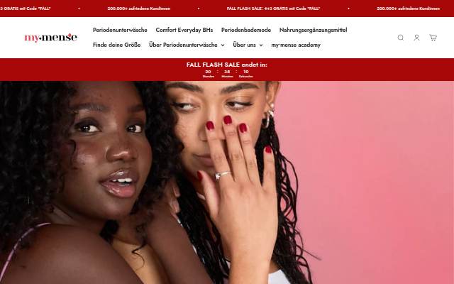 Vitrine de Periodenunterwäsche, Menstruationsunterwäsche von my•mense