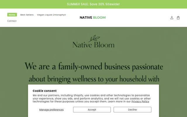 Native Bloom storefront
