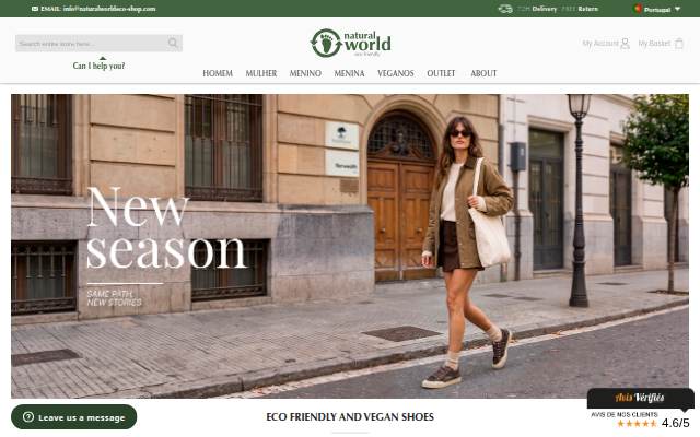 Ecological and vegan footwear online storefront