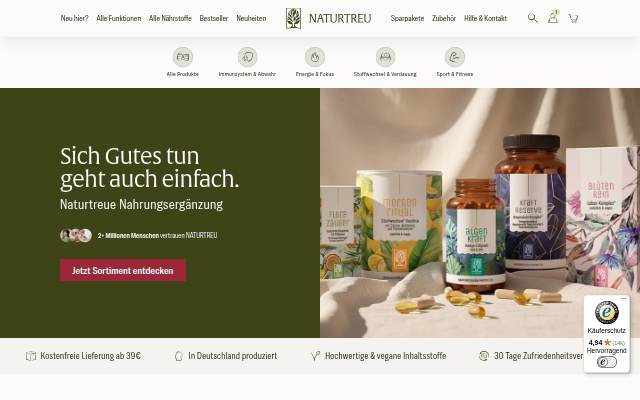 Startseite von NATURTREU