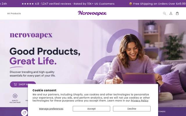Ncrovoapex.com storefront