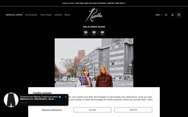 Needles Official Store | Track Pants Jackets and Collections storefront