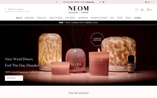 NEOM Wellbeing storefront