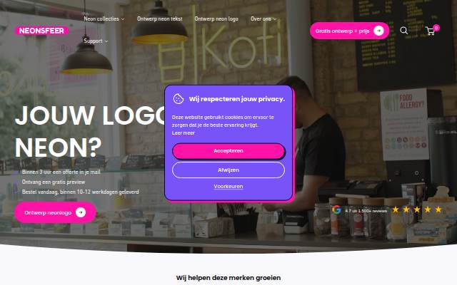 Startseite von Neonsfeer.nl