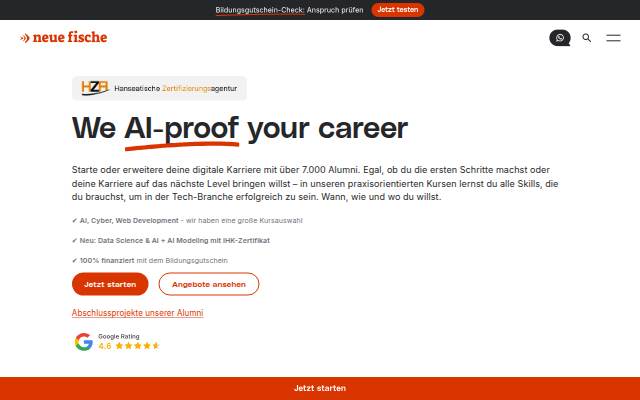 Startseite von Neue Fische