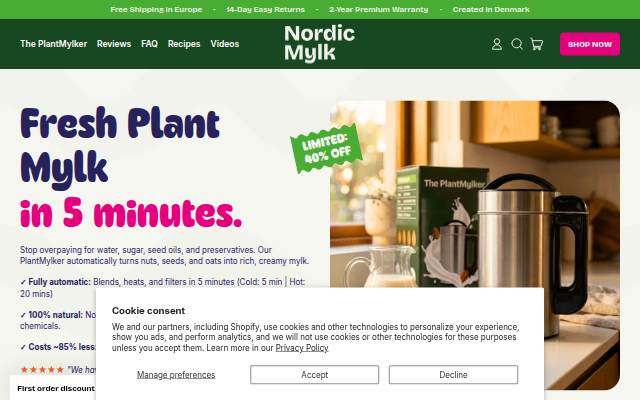 Nordic Mylk storefront