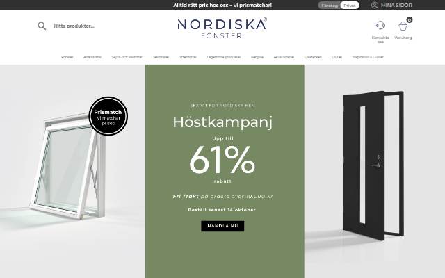 Fönster & dörrar online storefront