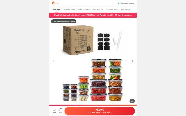 Set 24 Recipientes Herméticos · 19,90 € · Envío gratis 48 h storefront