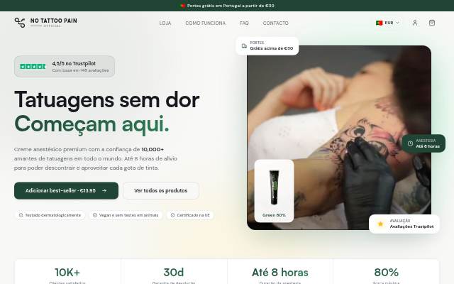 No Tattoo Pain — Pain storefront