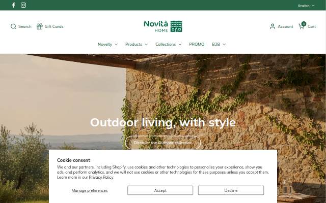 Novità Home storefront