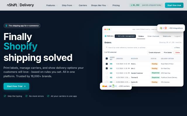nShift Delivery storefront