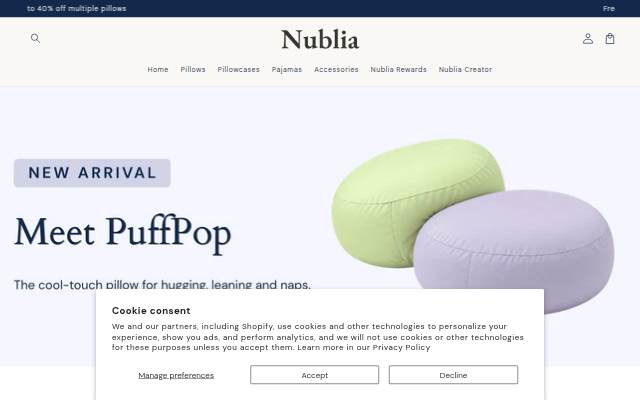 Nublia storefront