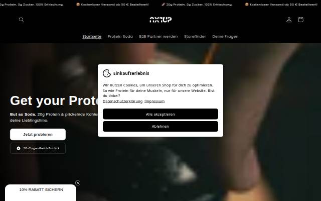 NXTUP High Protein Soda storefront
