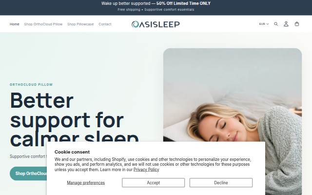 Oasisleep storefront