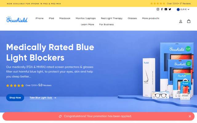 Ocushield storefront