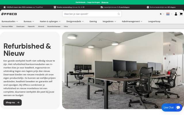 Kantoormeubelen refurbished &amp; goedkoop storefront
