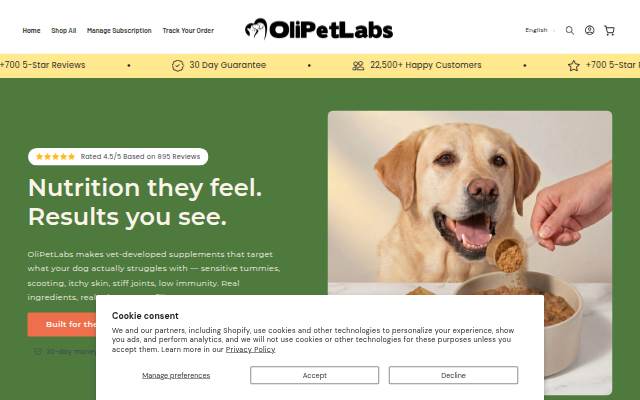 OliPets storefront