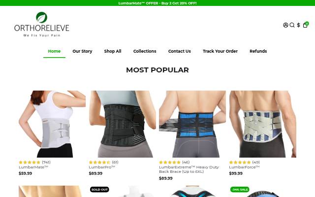 OrthoRelieve storefront