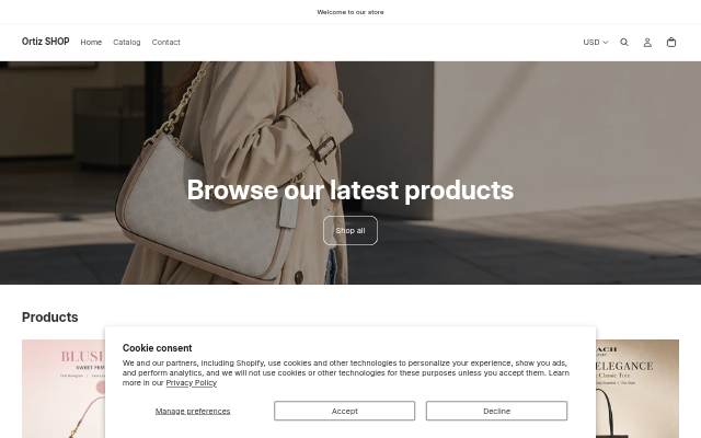 Ortiz SHOP storefront