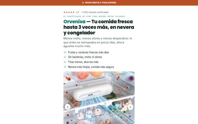 Orvenisa · Purificador de nevera · LP Castellano · Móvil storefront