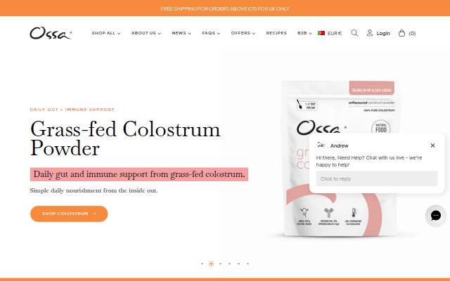 Ossa Organic storefront