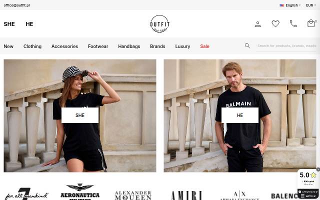 Sklep z markowymi ubraniami premium storefront