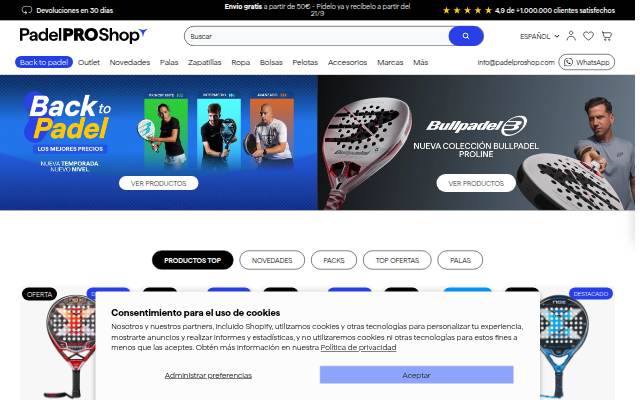 PadelPROShop storefront