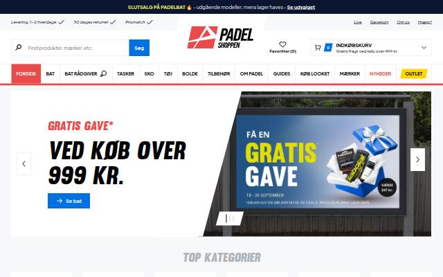Startseite von Padelshoppen