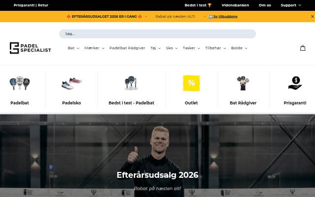 Startseite von Padel Specialist