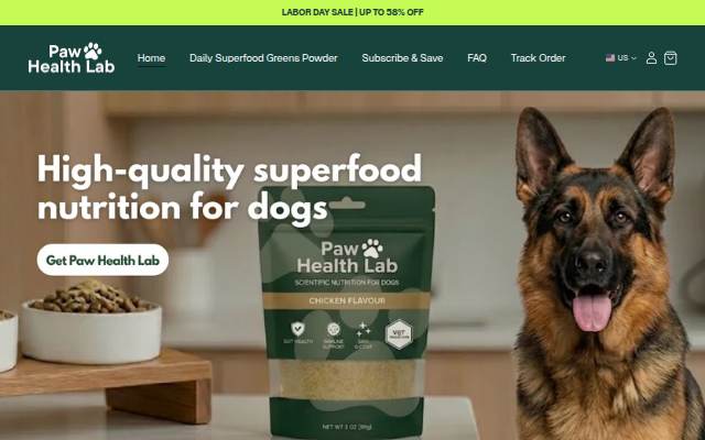 Startseite von PawHealthLab