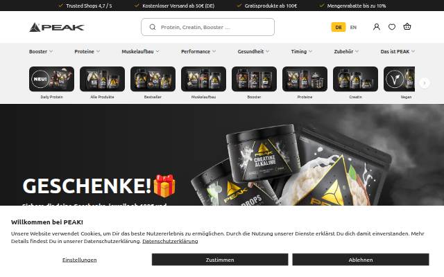 PEAK Sportnahrung Shop storefront
