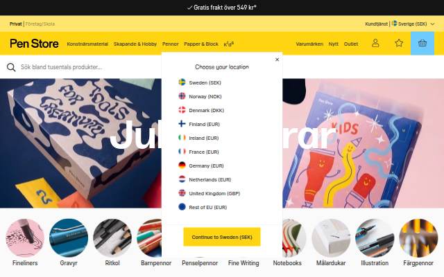 Startseite von Pen Store