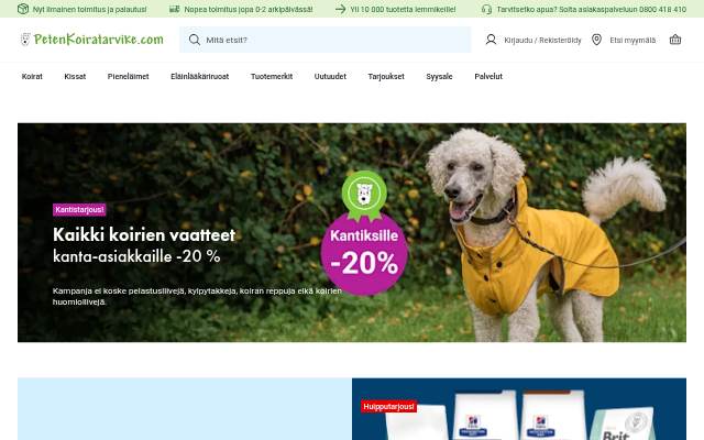 Lemmikkitarvikkeet ja storefront