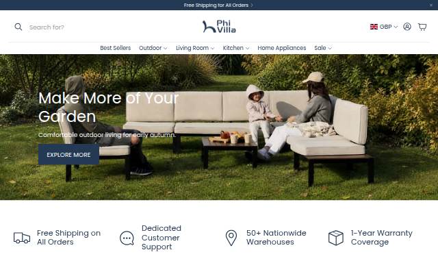 PHI VILLA UK storefront