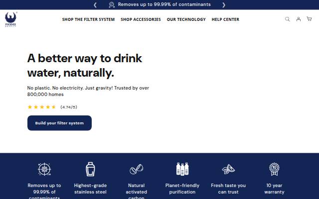 Phoenix Gravity Water Filters UK storefront