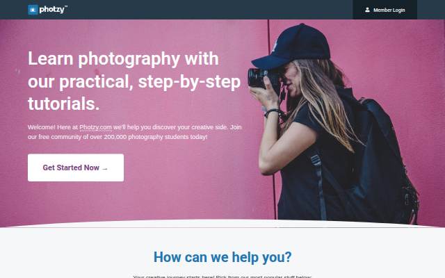 Startseite von Photzy