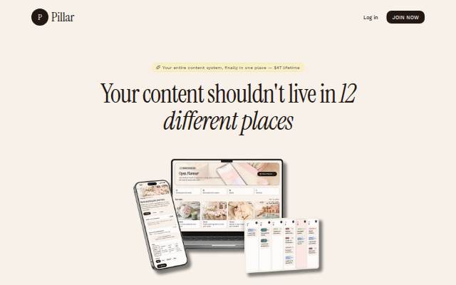 Pillar — The content strategy that grows your audience AND your revenue · $47 lifetime storefront