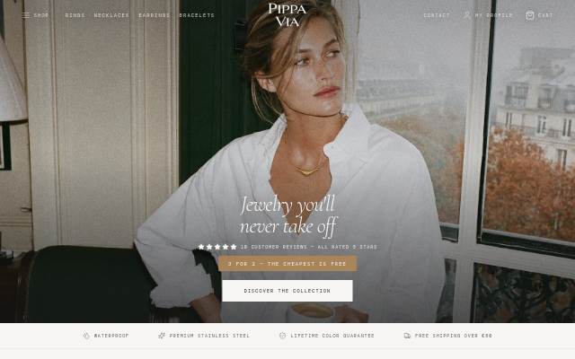 Pippa Via — Waterproof Fine Jewellery in Gold storefront