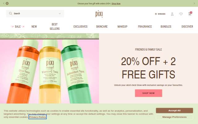 Pixi Beauty UK storefront