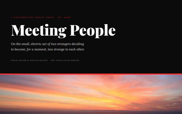Startseite von The Art of Meeting People — A Photo Essay