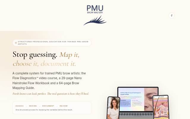 Startseite von PMU Brow Mastery — Decision