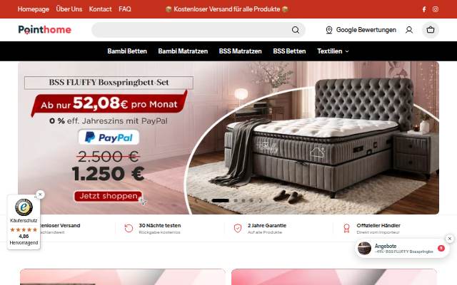PointHome | Betten, Matratzen, Sofas &amp; Mehr storefront