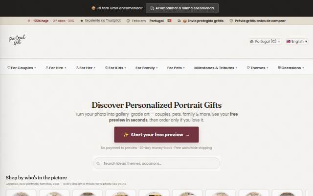 Portrait Gift storefront