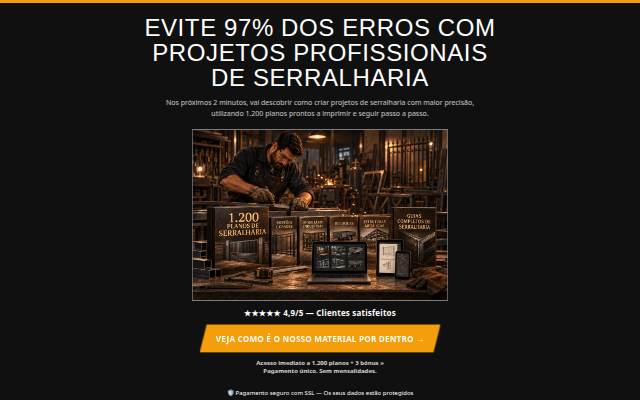 Startseite von 1.200 Planos Profissionais de Serralharia — Arsenal do Serralheiro