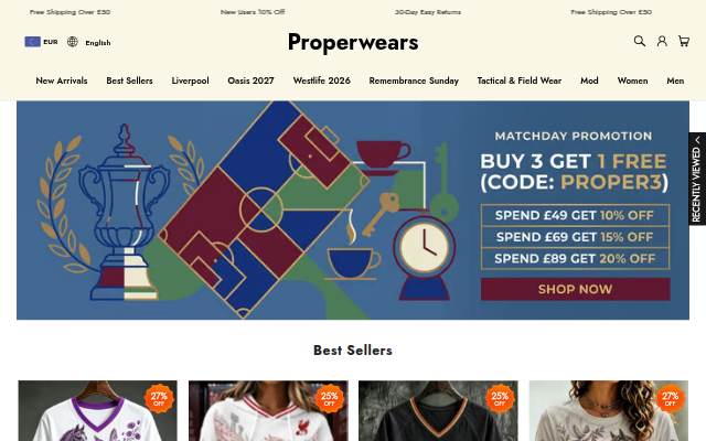 Properwears storefront