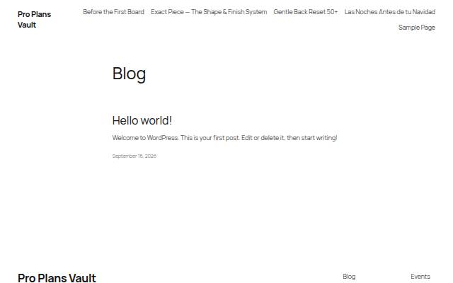 Startseite von Pro Plans Vault