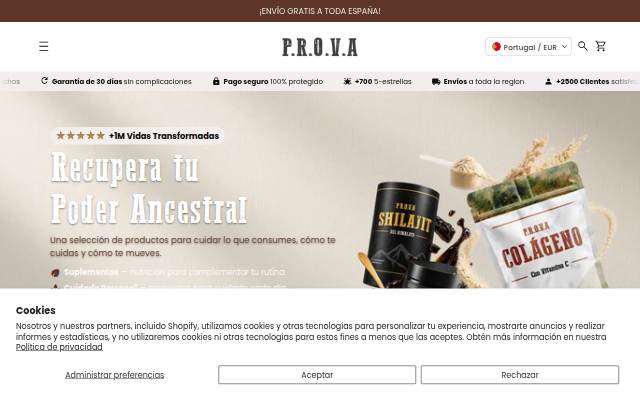PROVA Suplementos storefront