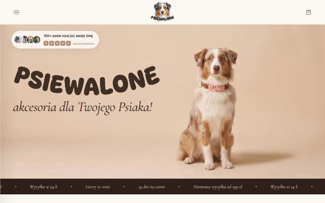 Psiewalone — personalizowane obroże z imieniem dla psów storefront